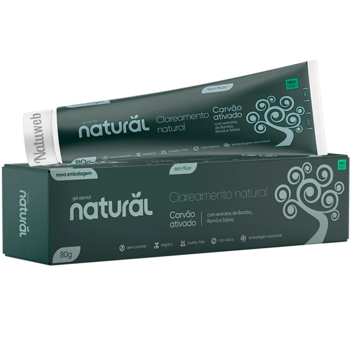 Creme Dental Natural Carvão Ativado Orgânico (80g)